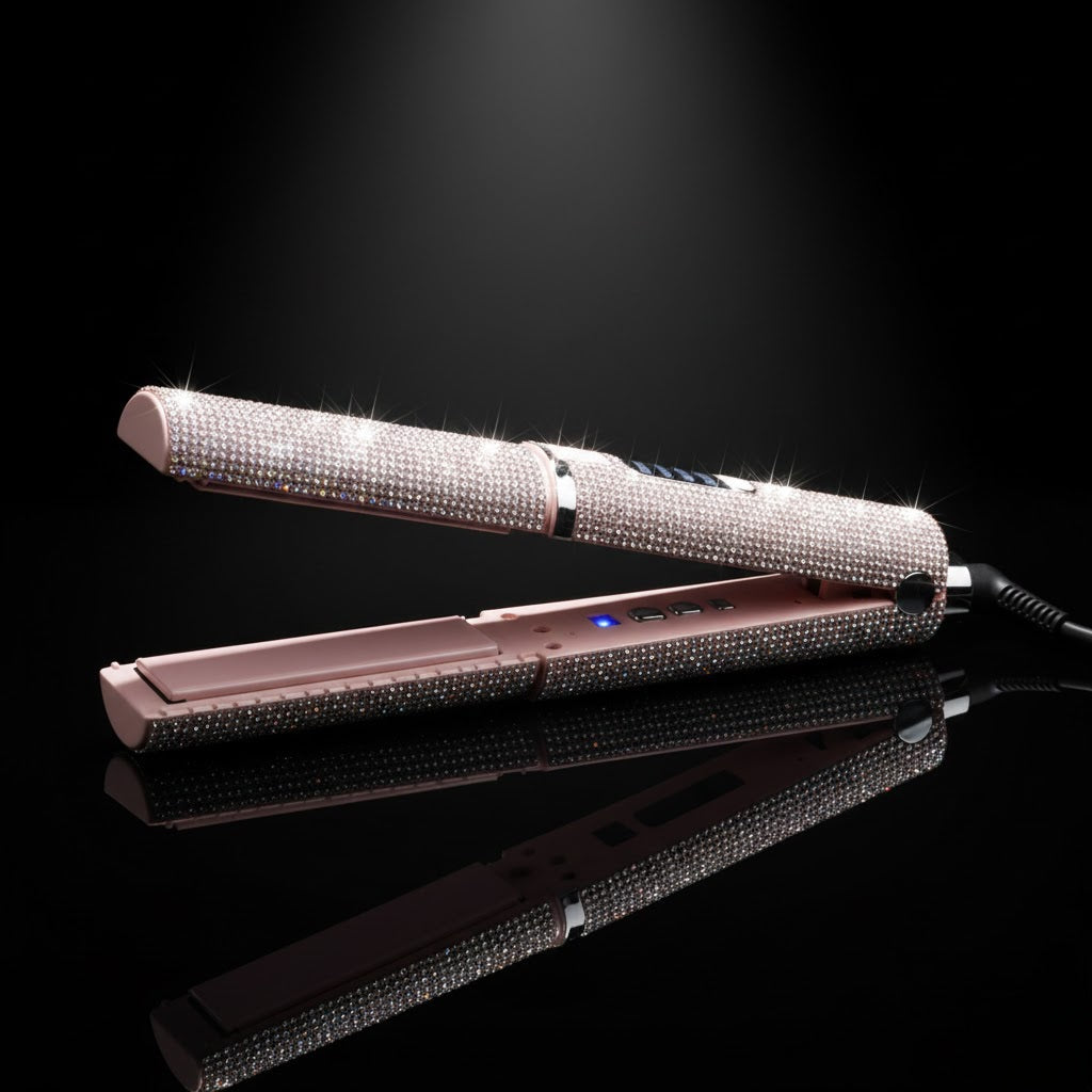 2-in-1 Wireless USB Hair Straightener & Curler — Portable Travel Styling Brush with Fashion Diamond Design | Rechargeable Ceramic Hot Comb for Smooth, Shiny Hair