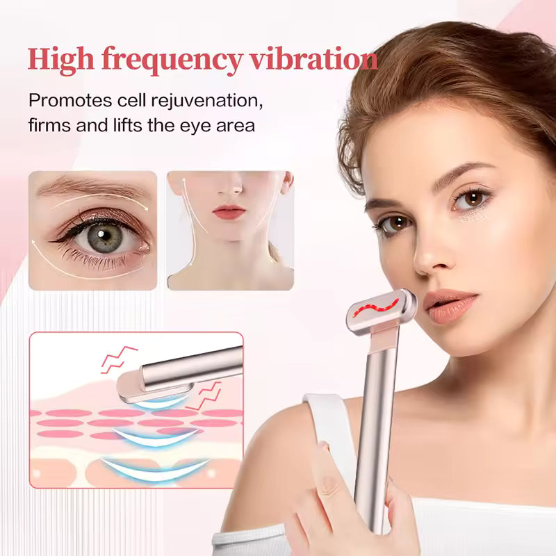 EMS Microcurrent Face Lifting Device – Red Light Therapy Facial Wand | Anti-Aging Skin Tightening Tool for Face, Eyes & Neck | Anti-Wrinkle, Firming, Lifting Beauty