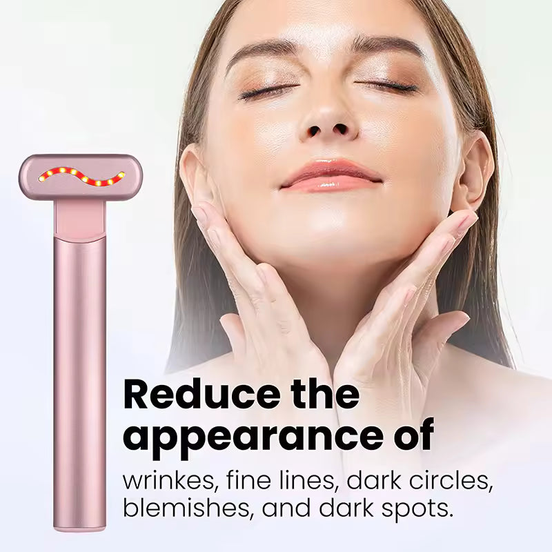 EMS Microcurrent Face Lifting Device – Red Light Therapy Facial Wand | Anti-Aging Skin Tightening Tool for Face, Eyes & Neck | Anti-Wrinkle, Firming, Lifting Beauty