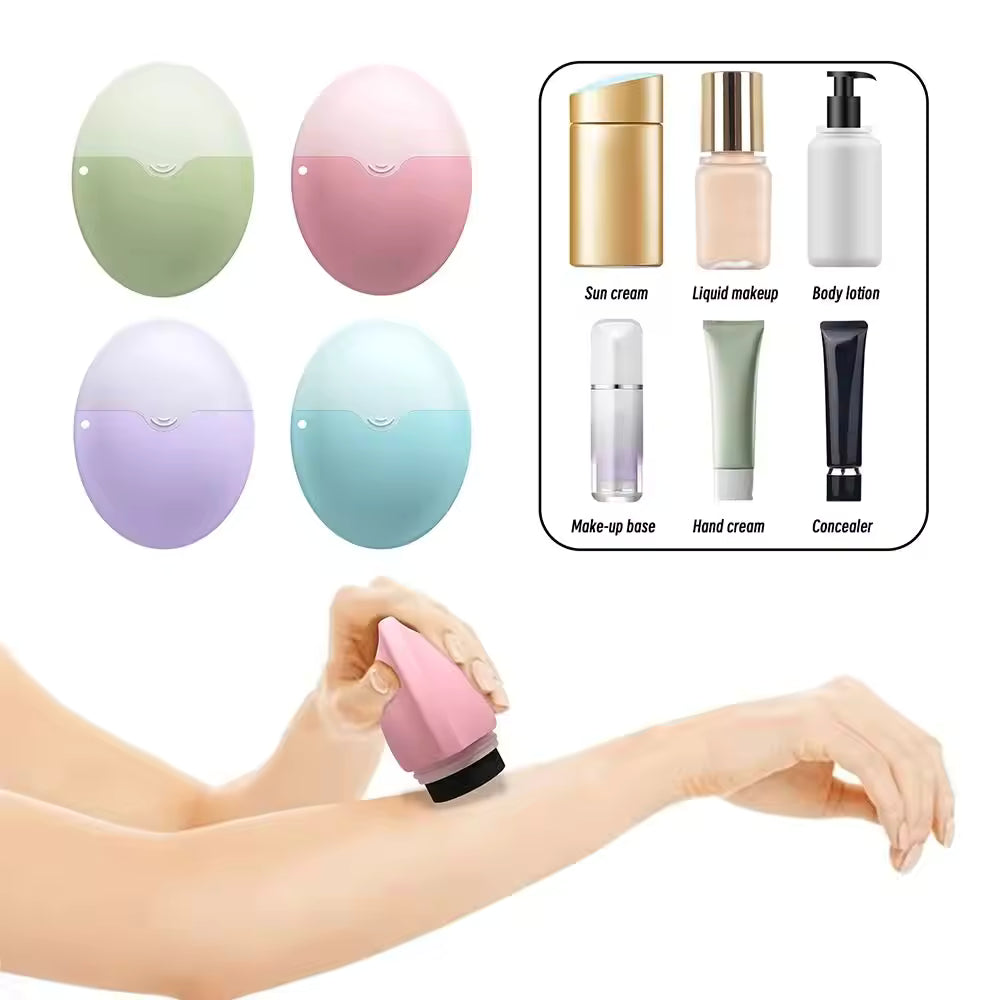 Silicone Suncream Roller Applicator – Refillable Oval Lotion & Sunscreen Bottle | Soft Silicone Roller Head for Smooth, No-Mess Application | Travel-Friendly Cosmetic Tool