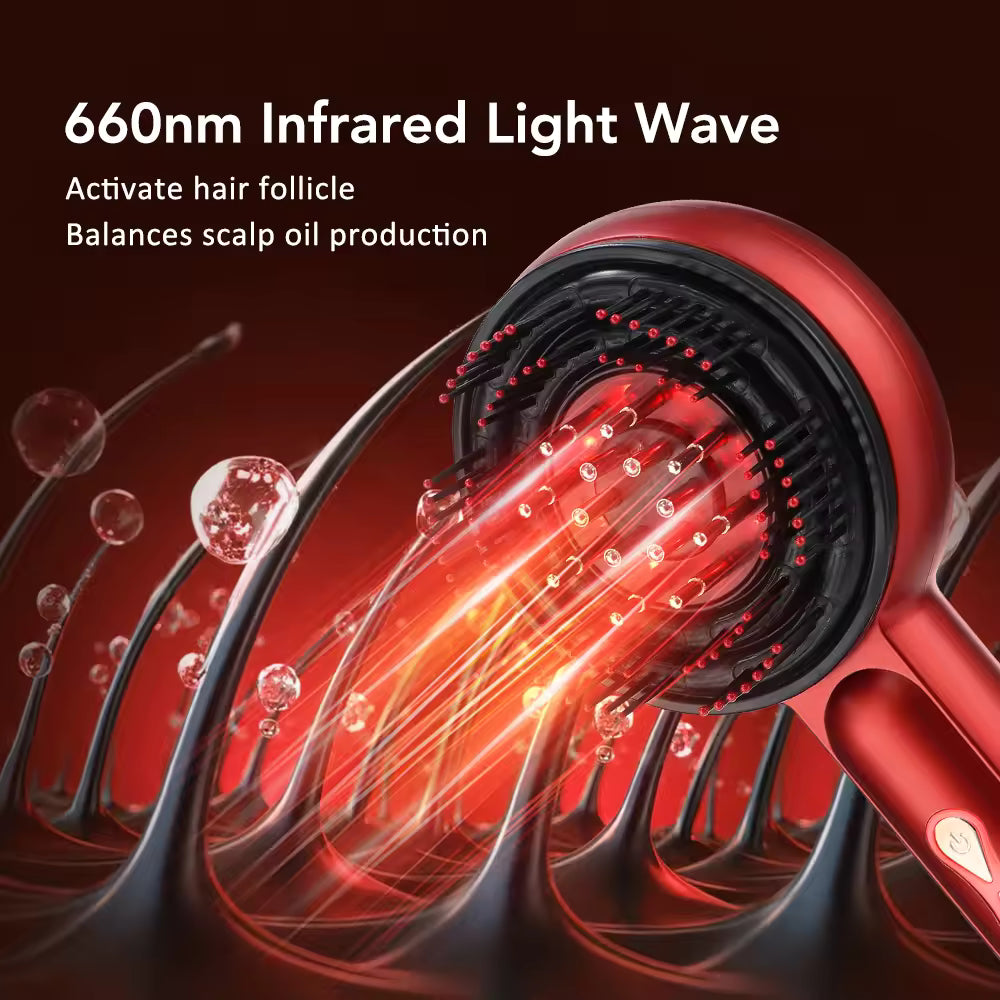 Electric Scalp Massager Comb – Hair Growth Therapy Device with Micro-Current & Red & Blue Light | Anti-Hair Loss Treatment & Oil Applicator for Fuller, Stronger Hair