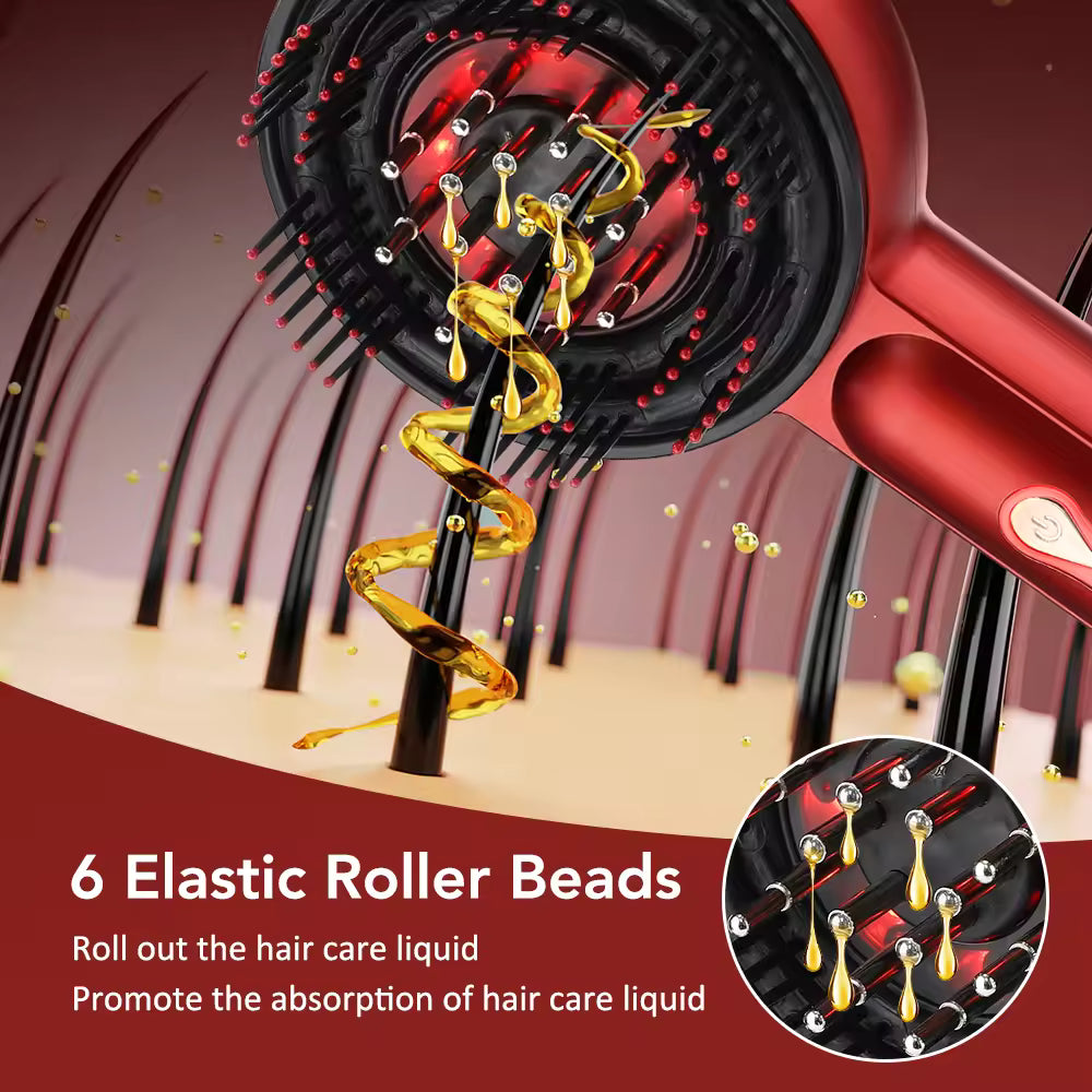 Electric Scalp Massager Comb – Hair Growth Therapy Device with Micro-Current & Red & Blue Light | Anti-Hair Loss Treatment & Oil Applicator for Fuller, Stronger Hair