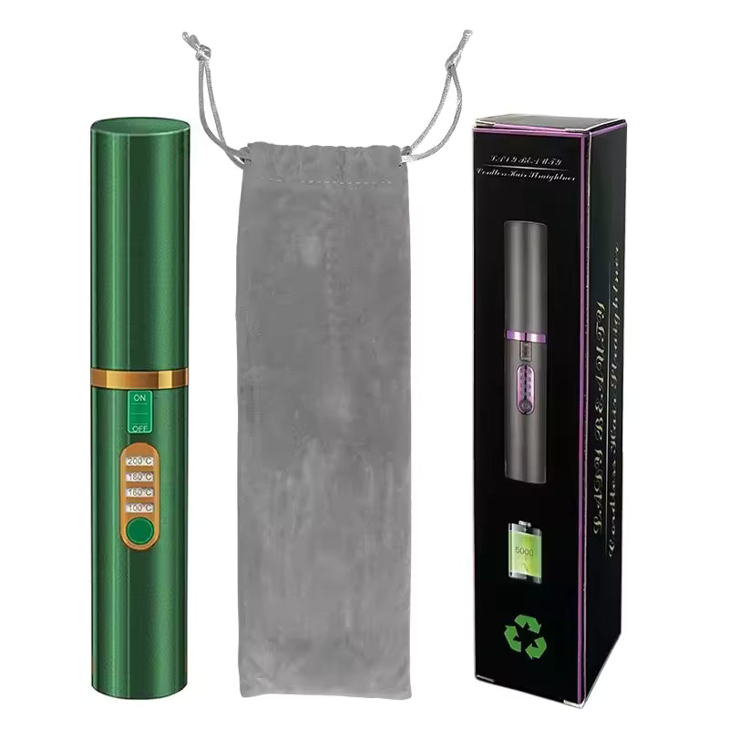 2-in-1 Wireless USB Hair Straightener & Curler — Portable Travel Styling Brush with Fashion Diamond Design | Rechargeable Ceramic Hot Comb for Smooth, Shiny Hair